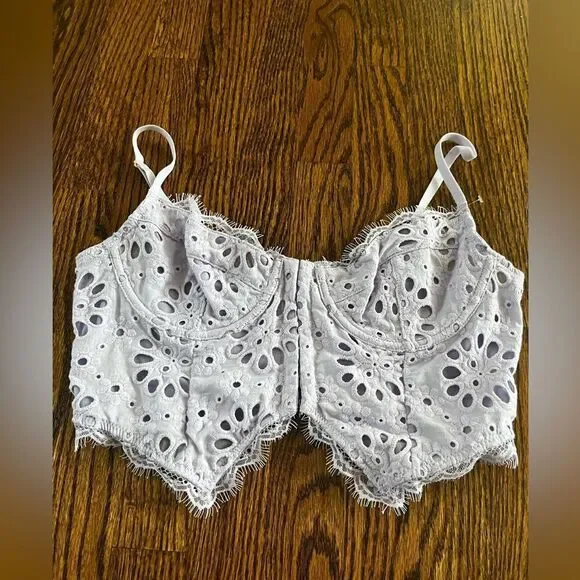 Anthropologie The GISELLE Lace Bustier: Eyelet Edition White sz Medium